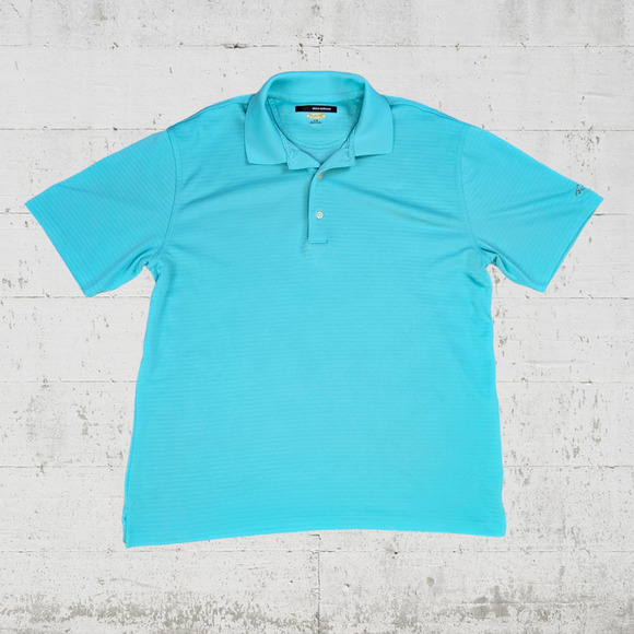 Greg Norman Teal Green Textured Short Sleeve Logo Golf Polo Shirt Size Large - Picture 1 of 7